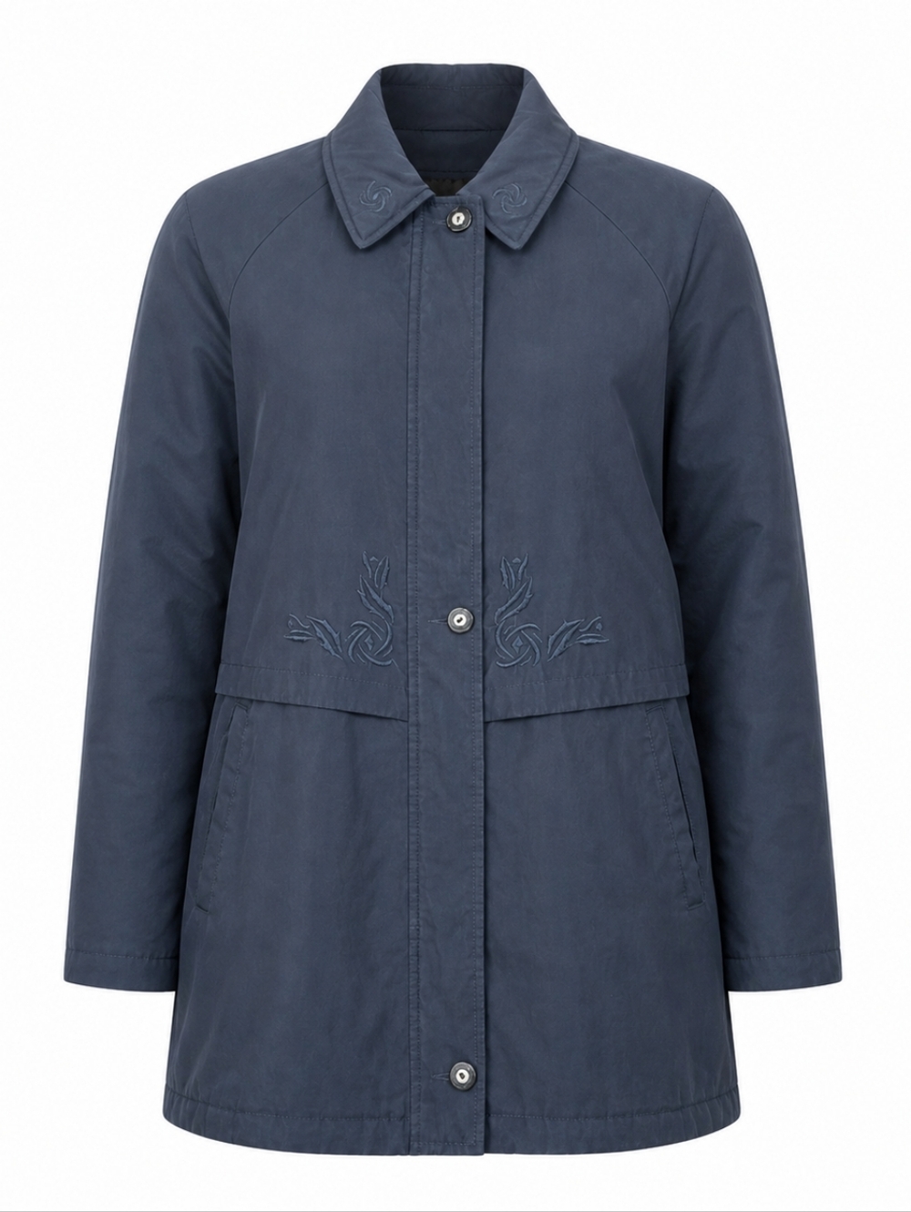 Vintage Sequence Teal Midi Length Full Zip Women's Trench Coat Size 16